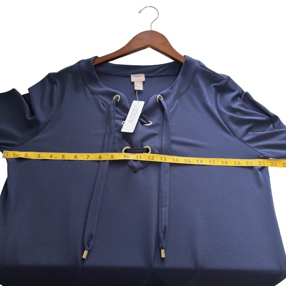 Chicos Navy Lace-Up Long Sleeve Tunic Dress Size Chicos 2 = Large - Picture 8 of 11